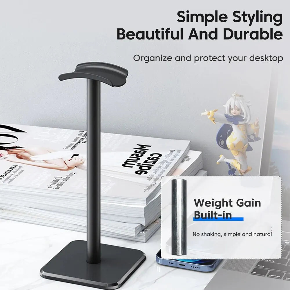 Universal Aluminum Headphone Stand for Gaming & Office Desks