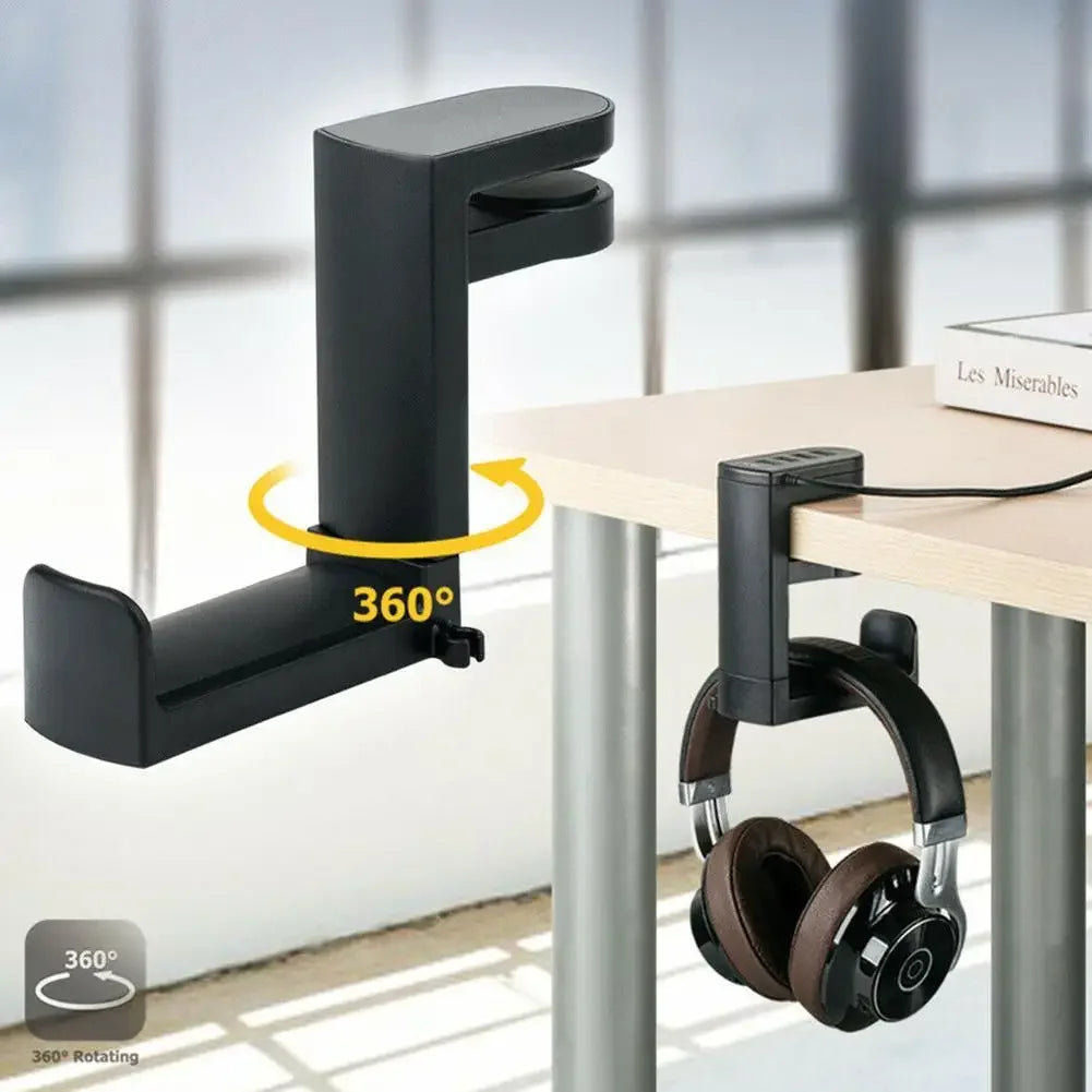 360° Rotating Under Desk Headphone Hook