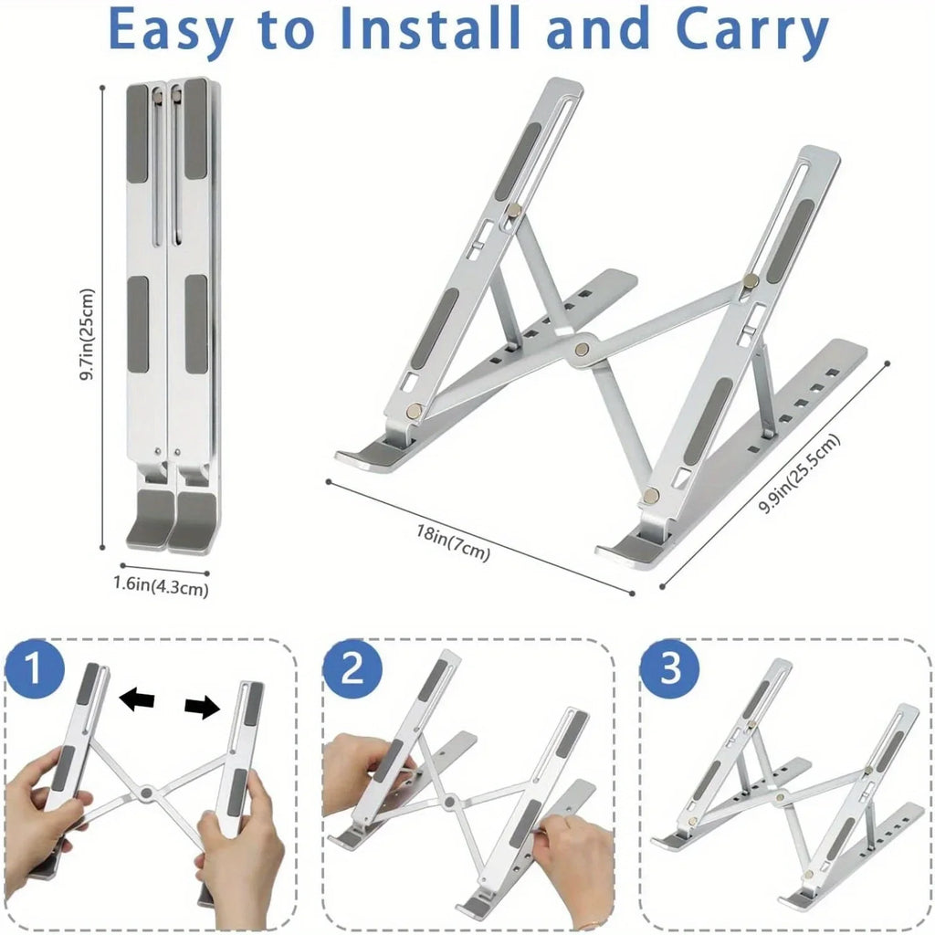 Adjustable Aluminum Laptop Stand – Foldable Ergonomic Laptop Riser