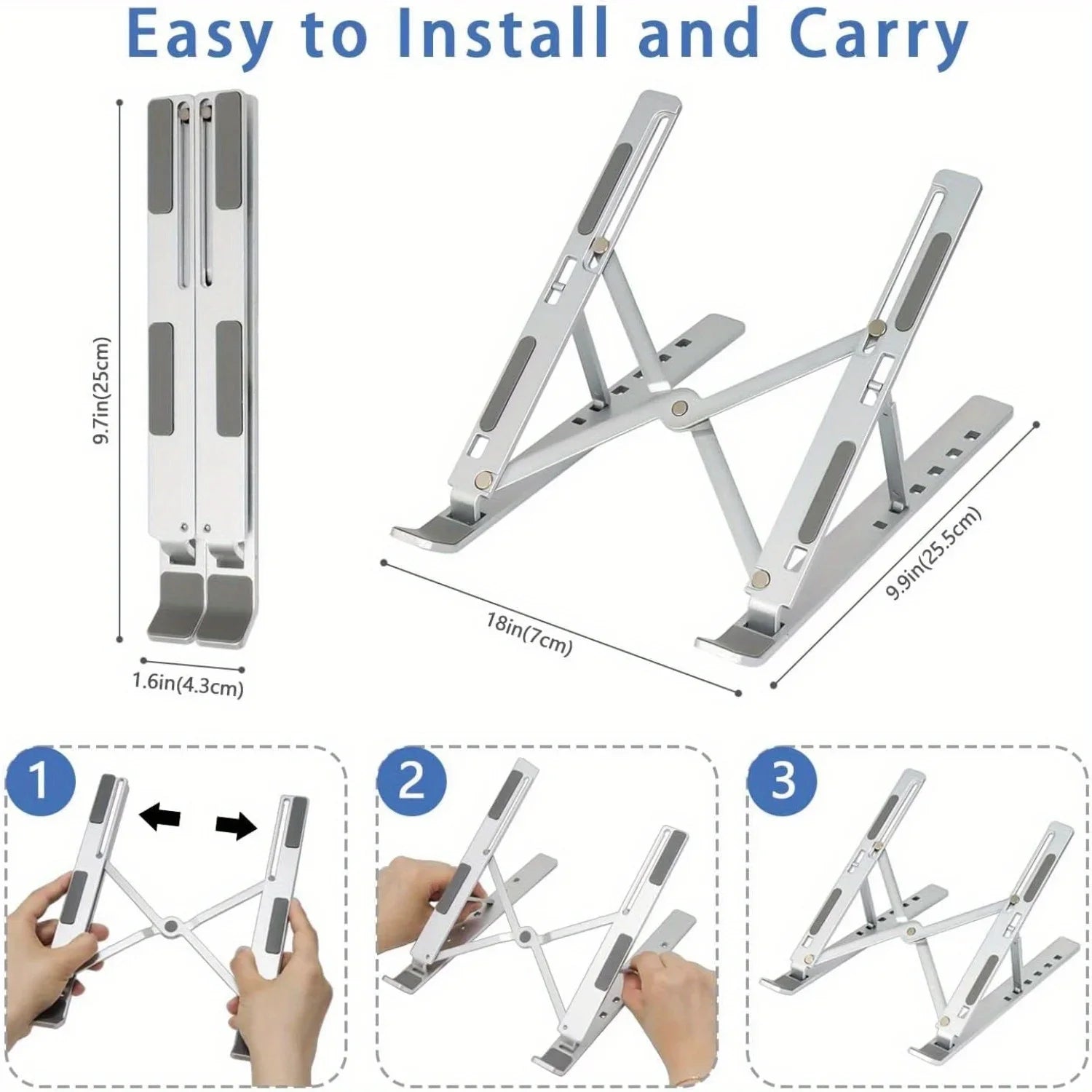Adjustable Aluminum Laptop Stand – Foldable Ergonomic Laptop Riser