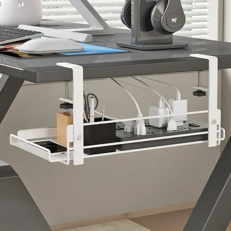 No-Drill Under Desk Cable Management Tray